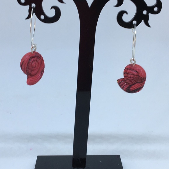 Unique Handmade Polymer Clay Shell Drop Earrings - Picture 3 of 6